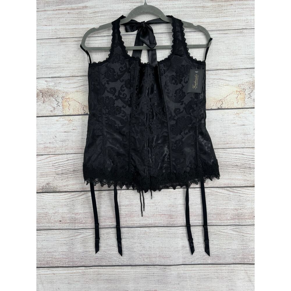 Fredericks‎ of Hollywood Dream Halter Corset Womens 42 Black Garters NEW